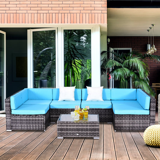 Outsunny 7 Piece Rattan Sofa Set Wicker Garden Outdoor Furniture | Aosom Canada