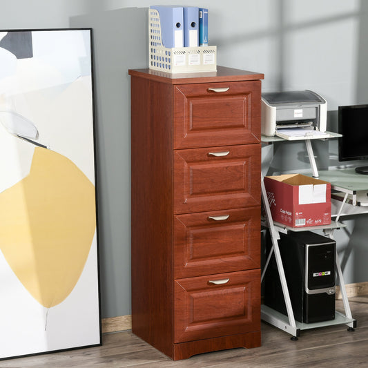 HOMCOM 4 Drawer Vertical File Cabinets Freestanding Enclosed Storage Cabinet with File Hanging, Dark Coffee | Aosom Canada