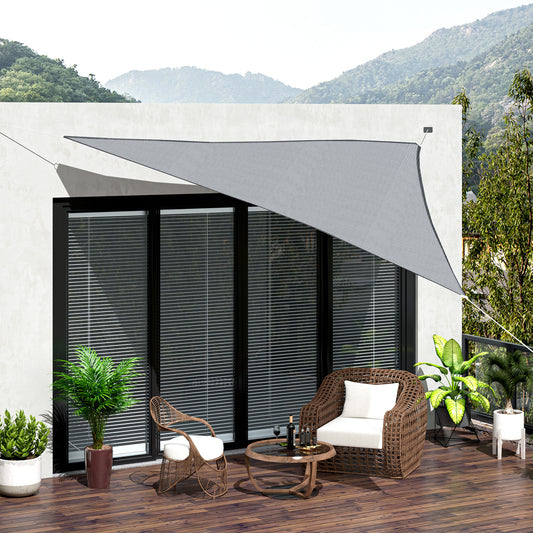 Outsunny Triangle 10' Canopy Sun Sail Shade Garden Cover UV Protector Outdoor Patio Lawn Shelter with Carrying Bag Grey | Aosom Canada