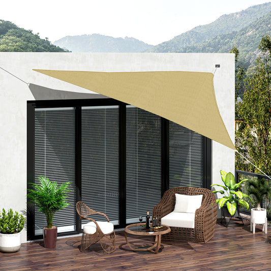 Outsunny Triangle 10’ Canopy Sun Sail Shade Garden Cover UV Protector Outdoor Patio Lawn Shelter with Carrying Bag Sand | Aosom Canada