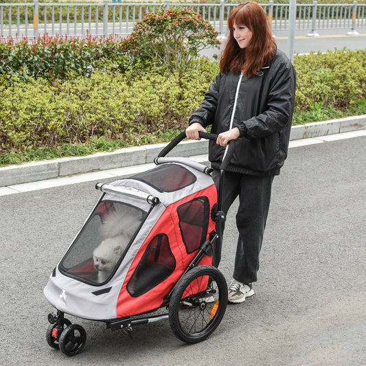 Aosom Dog Bike Trailer 2-In-1 Pet Stroller Cart Bicycle Wagon Cargo Carrier Attachment for Travel  360 Swivel Wheel Reflectors Parking | Aosom Canada
