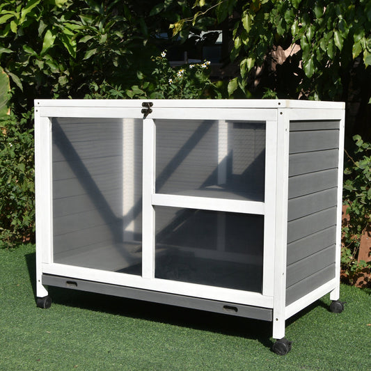 PawHut Solid Wood Rabbit Hutch Pet House Indoor Water-Resistant W/ Ramp Small Animals | Aosom Canada
