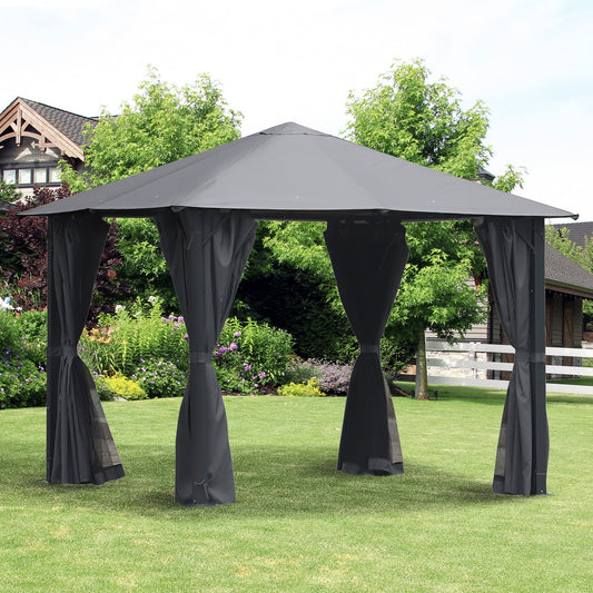 Outsunny 10' x 10' Soft Top Outdoor Gazebo Steel Frame Mesh Curtain Sidewalls | Aosom Canada