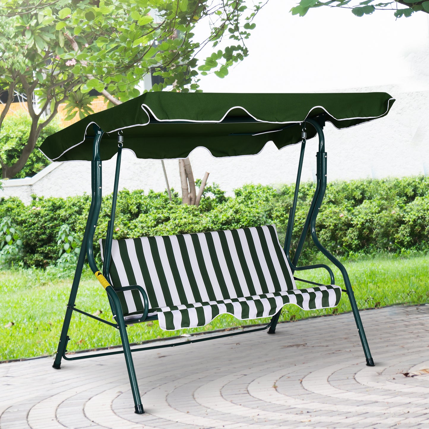 Outsunny Outdoor 3-person Metal Porch Swing Chair Patio Garden Poolside Bench with Canopy Top | Aosom Canada