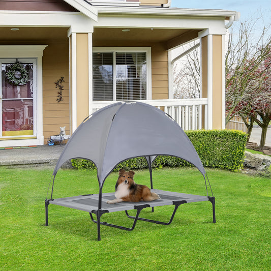 PawHut Elevated Pet Bed Dog Cot Portable Outdoor&Indoor Cot Tent Canopy Shelter Instant Grey | Aosom Canada