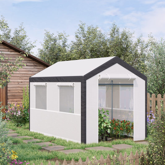 Outsunny 9.8'L x 6.56'W x 6.56'H Heavy Duty Walk-In Greenhouse Vegetable Seed Growth Tent Outdoor Plant Growing Tunnel Warm House Flower Shed Backyard White | Aosom Canada