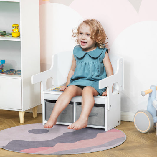 Qaba Kids Chair Convertible Desk Children Activity Bench Furniture with Storage Bin for Boy & Girl 2-5 Years Old White | Aosom Canada