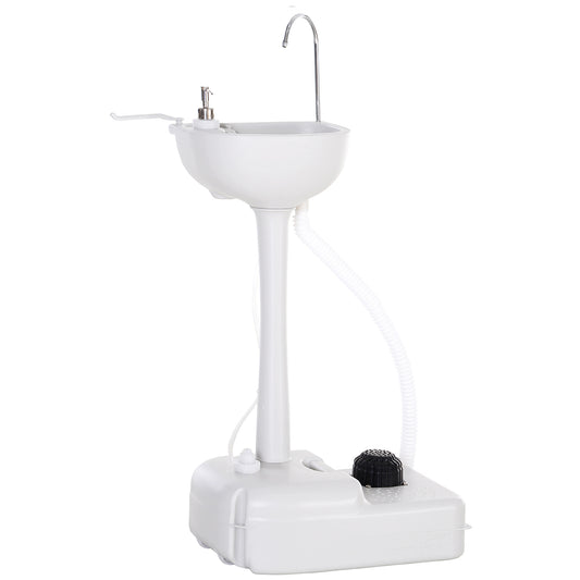 Kleankin Portable Camping Sink w/ Towel Holder & Soap Dispenser Hand Wash w/ Rolling Wheels | Aosom Canada