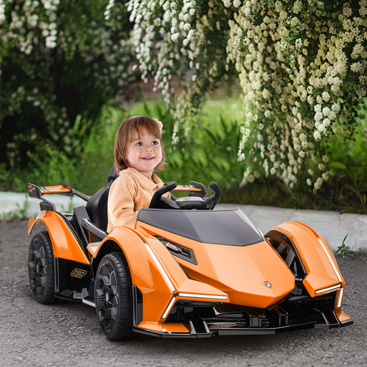 Aosom Kids Ride On Sports Car, 12V Battery Powered Electric Toy w/Parent Remote Control, Bluetooth, Music & LED Lights Orange | Aosom Canada