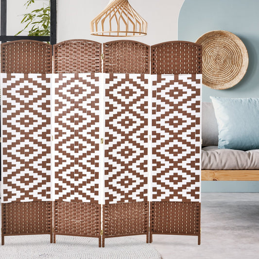 HOMCOM 6FT 4-Panel Diamond Weave Folding Freestanding Room Divider Privacy Screen Indoor Accent Style | Aosom Canada