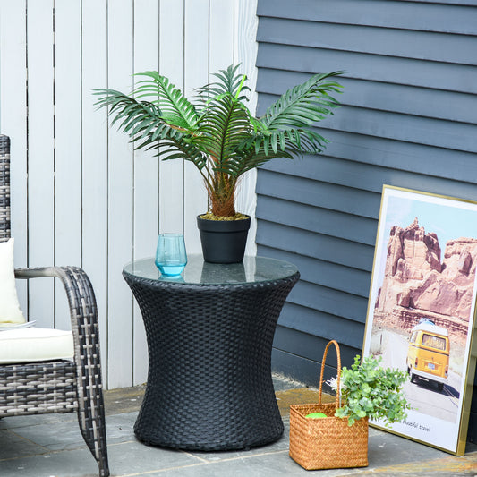 Outsunny 2FT Artificial Palm Tree Fake Tropical Tree 8 Leaves Imitation Leaf Faux Decorative Plant in Nursery Pot | Aosom Canada