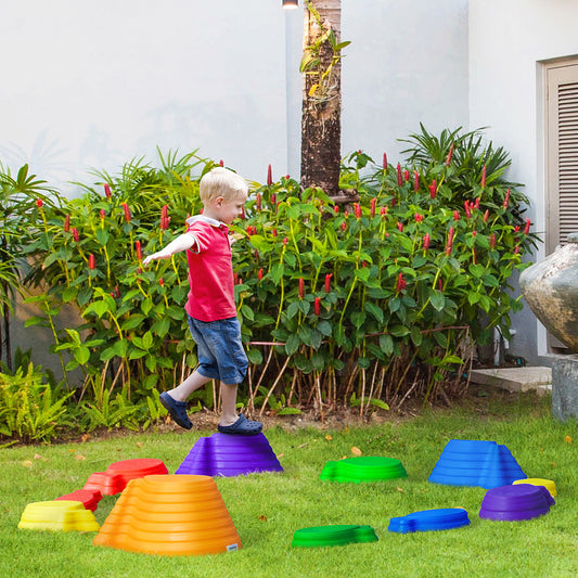 Outsunny 11pcs Balance Stepping Stones for Kids Fish Style Non-slip Obstacle Course Stackable Balance Blocks Encourage Toddler Balance | Aosom Canada