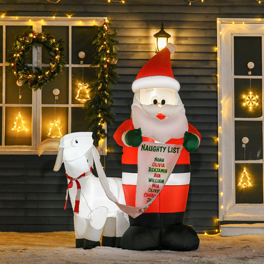 HOMCOM 6ft Christmas Outdoor Inflatables Santa Claus with Goat Blow Up Yard Decoration with Built-in LED Lights for Holiday Party | Aosom Canada