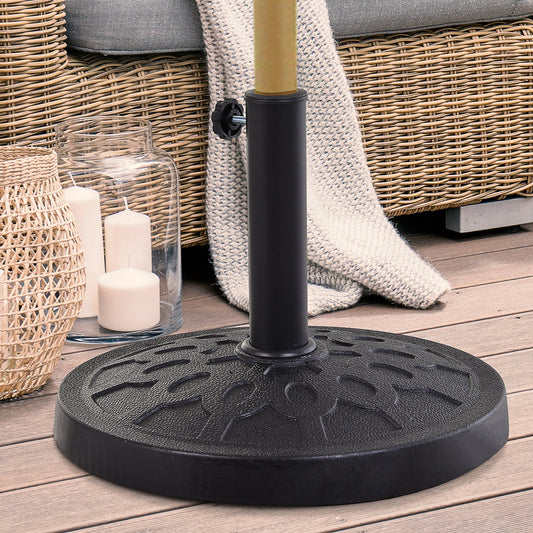 Outsunny Resin Round Patio Umbrella Stand Base Coated Pole Market Garden Umbrella Holder Parasol Holder Black | Aosom Canada