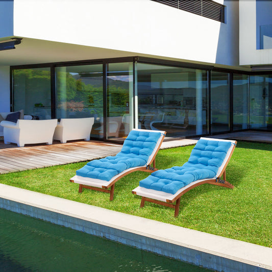 Outsunny Set of 2 Outdoor Chaise Lounge Cushions, 72" x 22" Patio Lounge Chair Cushions with Ties for Outdoor, Indoor, Blue | Aosom Canada