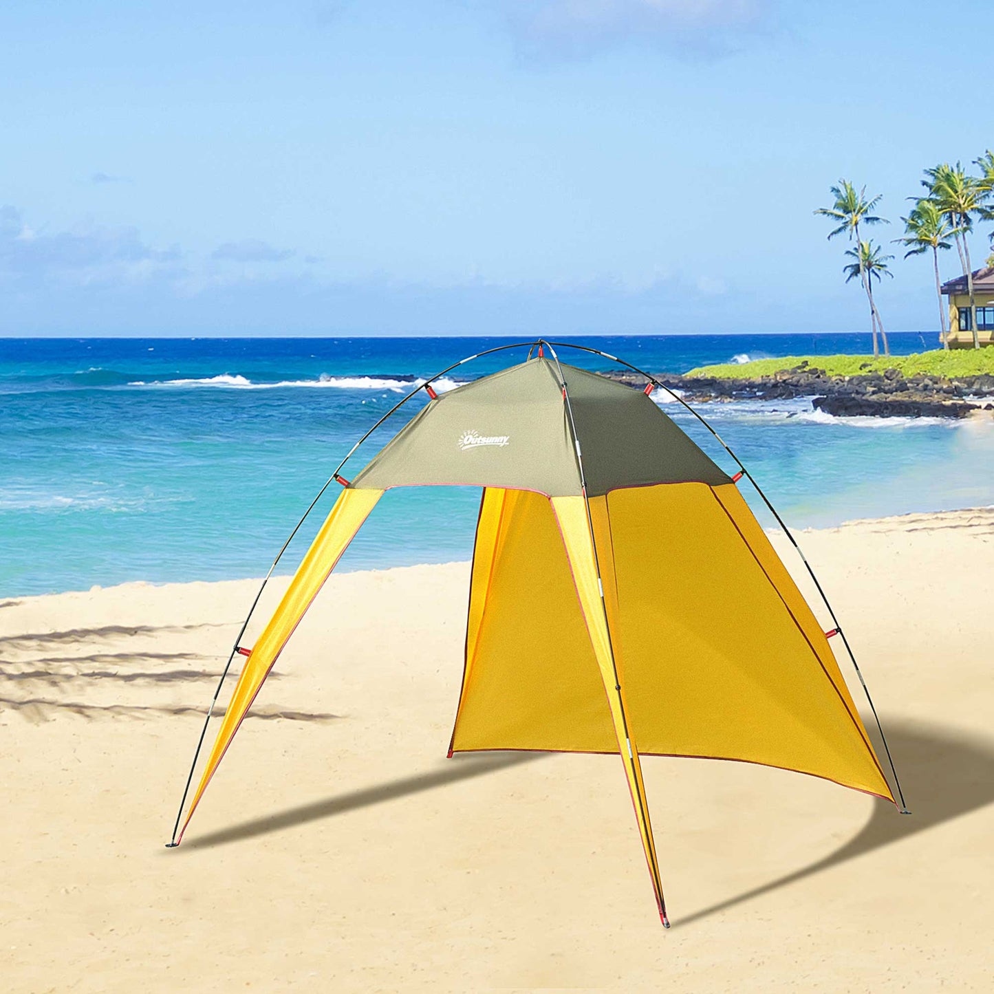 Outsunny 7x7x5.5ft Outdoor Folding Pop Up Beach Tent Sun Shade Shelter Patio Camping Canopy Fast Pitch Tent | Aosom Canada