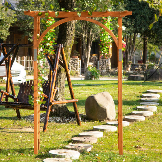 Outsunny Wooden Garden Arch Outdoor Walkway Arbor for Decorative Climbing Plants Patio Lawn Backyard Party Wedding Ceremony Accessories | Aosom Canada