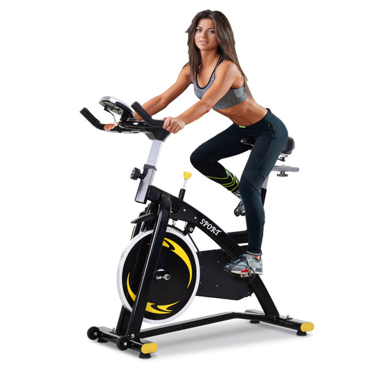 Soozier Exercise Bike Stationary Belt Drive Bicycle Magnetic Resistance Adjustable LCD Monitor Indoor Cycling Home Gym Cardio Workout | Aosom Canada