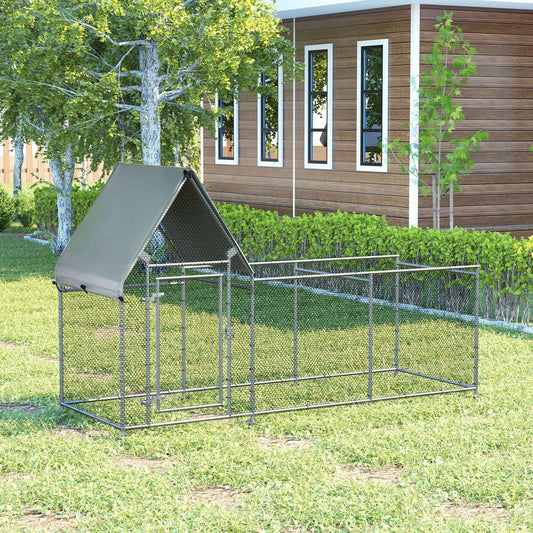 PawHut Walk In Chicken Run, Large Galvanized Chicken Coop, Hen Poultry House Cage, Rabbit Hutch Metal Enclosure, 119" x 42" x 68" | Aosom Canada
