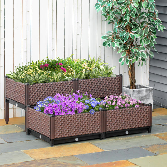 Outsunny Set of 4 Garden Raised Bed Kit, DIY Elevated Planter Box, Flower Vegetables Planting Container | Aosom Canada