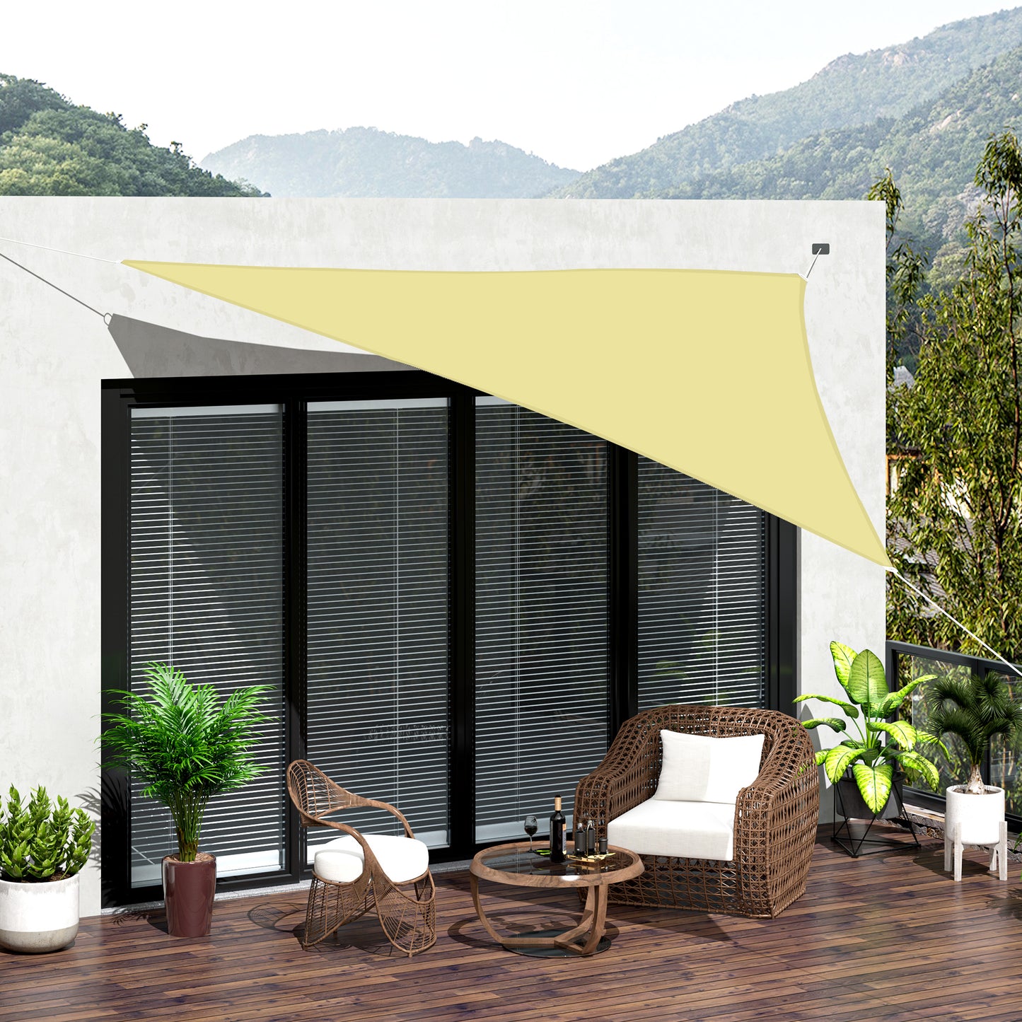 Outsunny Triangle 13x13x13ft Sun Sail Shade Garden UV Block Sunshade Outdoor Canopy Patio Lawn Shelter Sand | Aosom Canada