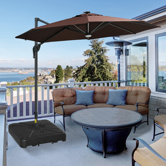 Outsunny Offset Patio Umbrella Base Stand Cantilever Umrella Holder Weight w/ Wheels, Sand or Water Filled, Black | Aosom Canada