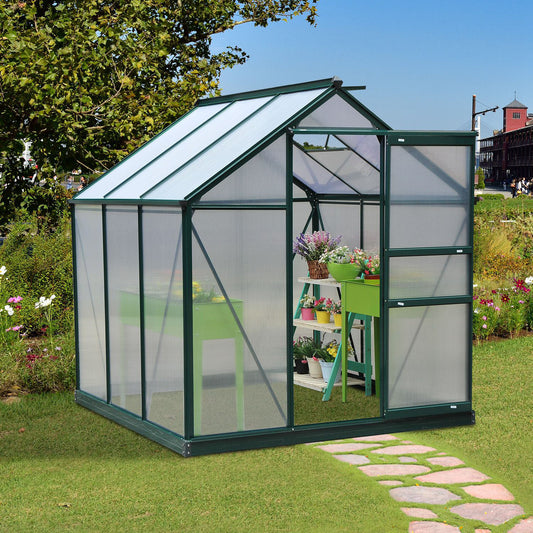 Outsunny 6'x6'x7' Walk-in Greenhouse Polycarbonate Panels Plants Flower Growth Portable Aluminum | Aosom Canada