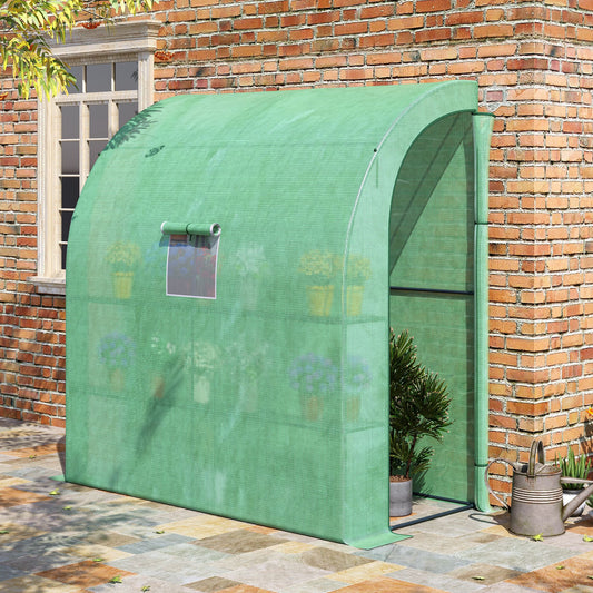 Outsunny 7' x 3' x 7' Outdoor Walk-In Greenhouse, Plant Nursery with Roll-up Windows, PE Cover, and 3 Wire Shelves, Green | Aosom Canada