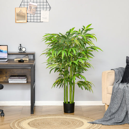 HOMCOM 4.5FT Artificial Bamboo Tree Faux Decorative Plant in Nursery Pot for Indoor Outdoor Décor | Aosom Canada