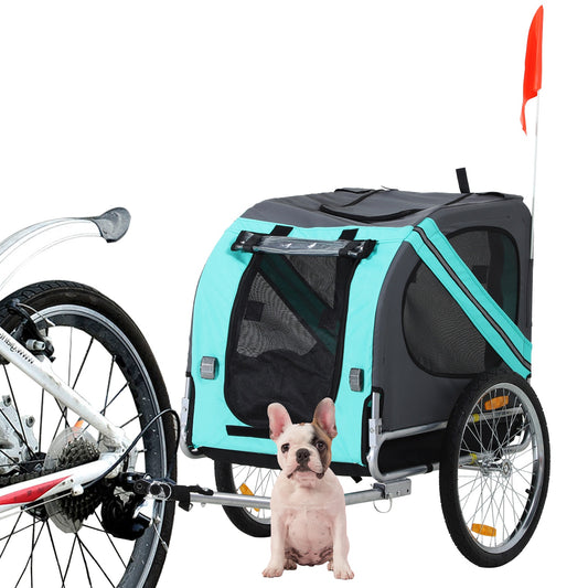 PawHut dog bike trailer dog carrier for bike for Outdoor Traveling Jogging Cycling Dog Carrier with Hitch Connector Foldable green | Aosom Canada