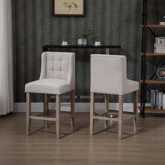 HOMCOM Modern Counter Bar Stools Tufted Upholstered Counter Chairs Set of 2 for Kitchen, Beige | Aosom Canada
