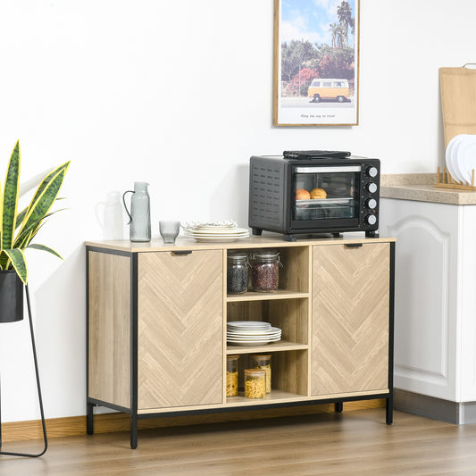 HOMCOM Sideboard Buffet Storage Cabinet Cupboard with 2 Doors and Adjustable Shelves for Dining Room, Kitchen, Living Room, Oak Tone | Aosom Canada